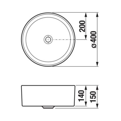 JIKA H8184207161121 - Lavabo sobre encimera CUBITO Ø 40 cm cerámica/negro mate