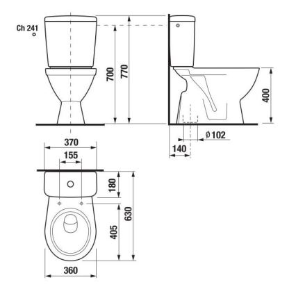 JIKA H8263860002413 - Inodoro de tanque bajo LYRA cerámica/blanco