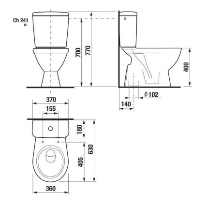 JIKA H8263870002413 - Inodoro de tanque bajo LYRA cerámica/blanco