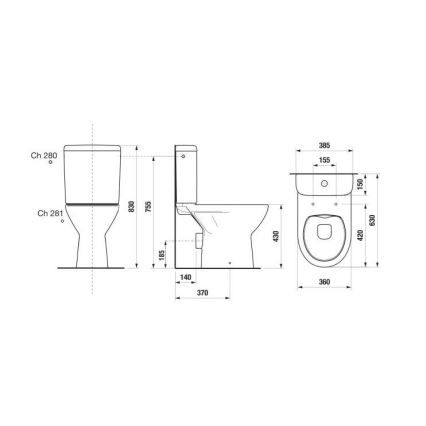JIKA H8273860002801 - Inodoro de tanque bajo LYRA cerámica/blanco