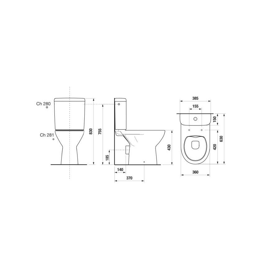 JIKA H8273860002801 - Inodoro de tanque bajo LYRA cerámica/blanco