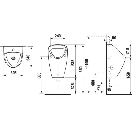 JIKA H8430610000001 - Urinario GOLEM, entrada de agua interna, desagüe posterior, cerámica/blanco