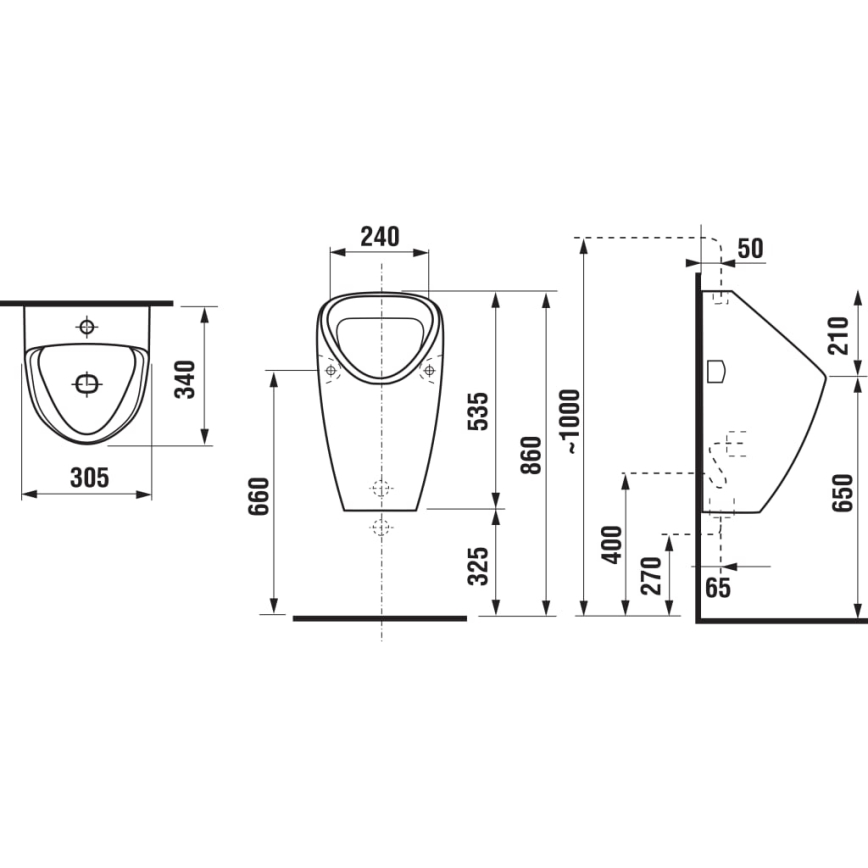 JIKA H8430610000001 - Urinario GOLEM, entrada de agua interna, desagüe posterior, cerámica/blanco