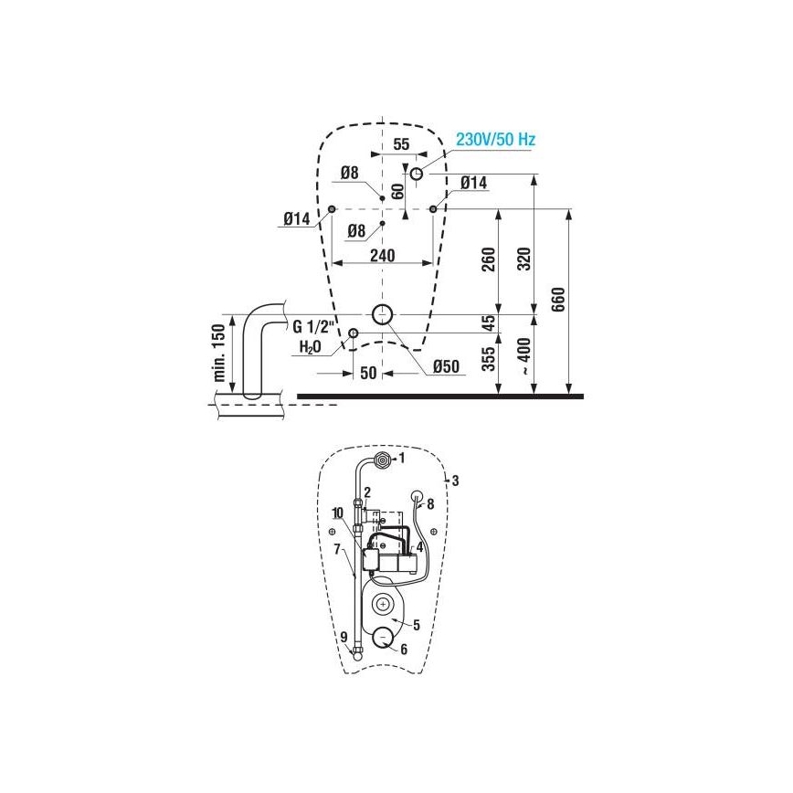 JIKA H8430700000001 - Urinario GOLEM entrada interna, desagüe trasero cerámica/blanco
