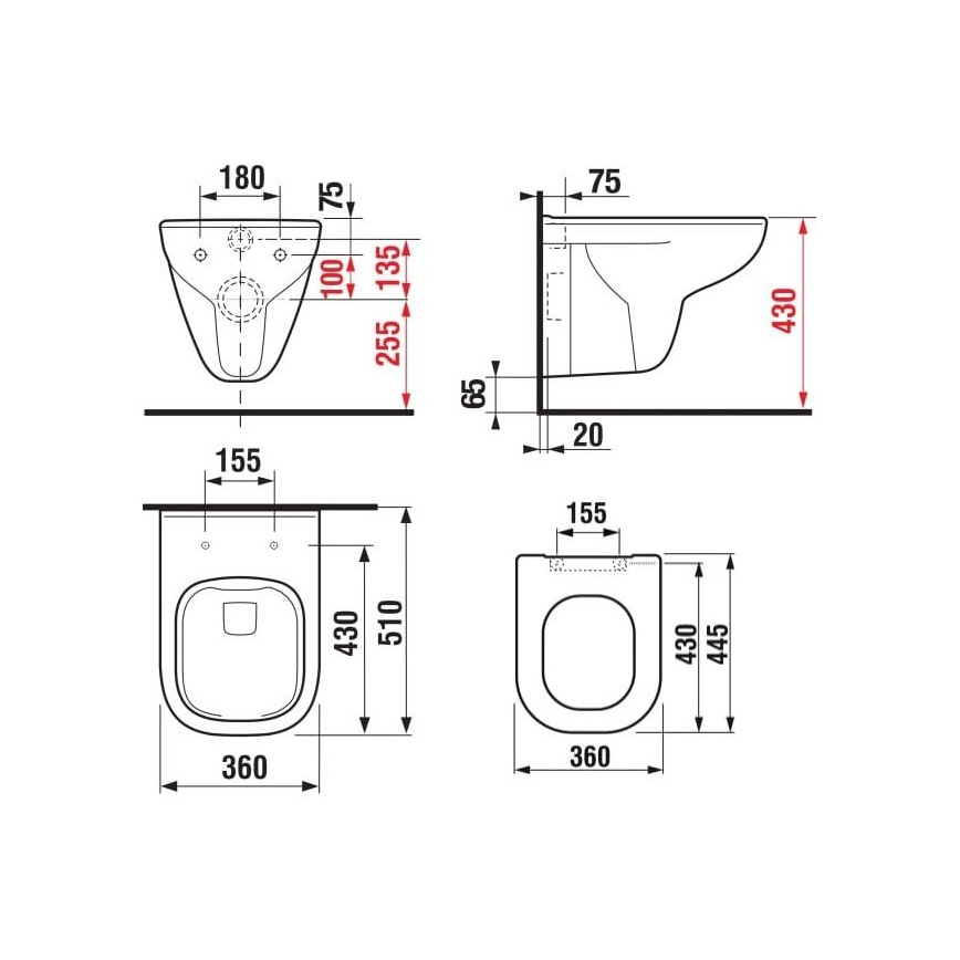 JIKA H8666140000001 - Inodoro suspendido DEEP, cerámica/blanca + Asiento de inodoro SoftClose DEEP, duroplástico/blanco