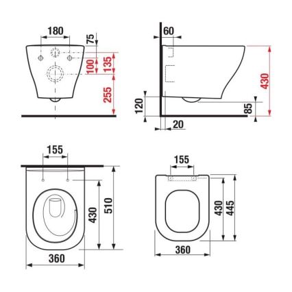 JIKA H8666180000001 - Inodoro suspendido DEEP cerámica/blanco + asiento de inodoro SoftClose DEEP duroplast/blanco