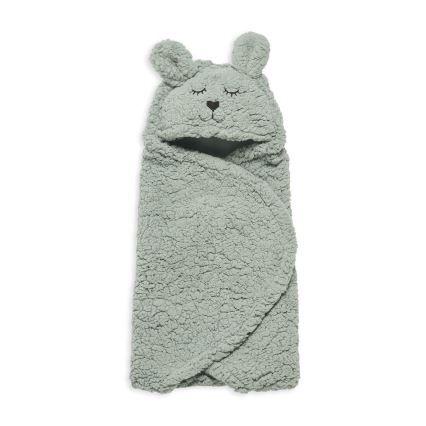 Jollein - Manta para envolver al bebé fleece Bunny 100x105 cm Ash Green
