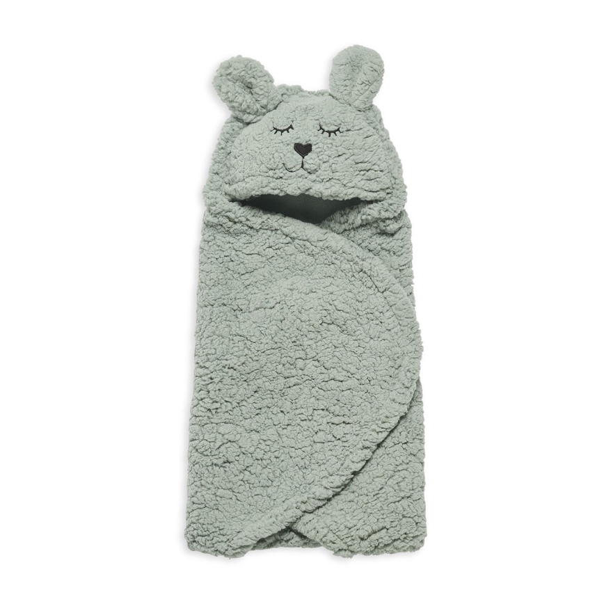 Jollein - Manta para envolver al bebé fleece Bunny 100x105 cm Ash Green