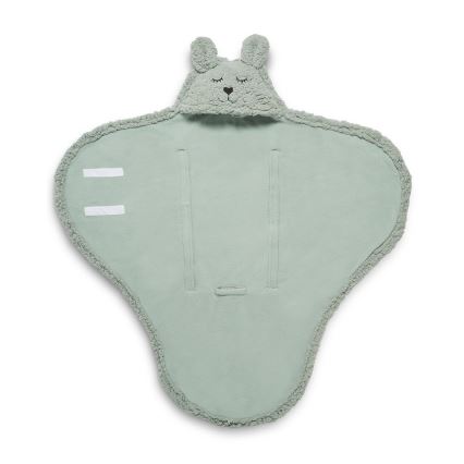 Jollein - Manta para envolver al bebé fleece Bunny 100x105 cm Ash Green