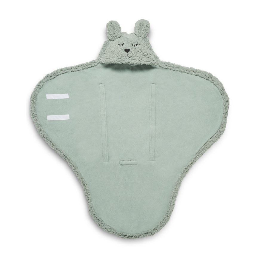 Jollein - Manta para envolver al bebé fleece Bunny 100x105 cm Ash Green