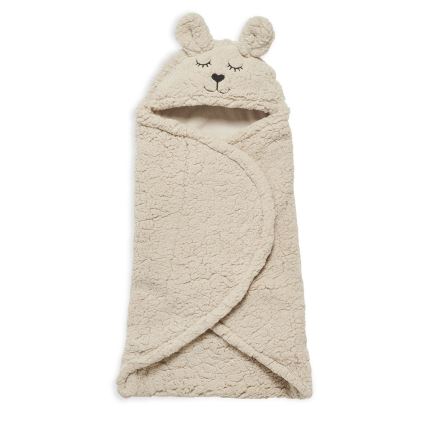 Jollein - Manta para envolver al bebé fleece Bunny 100x105 cm Nougat