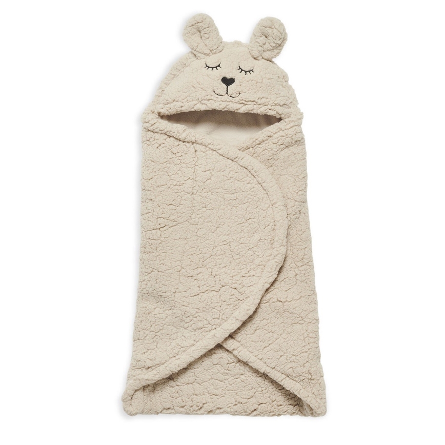 Jollein - Manta para envolver al bebé fleece Bunny 100x105 cm Nougat