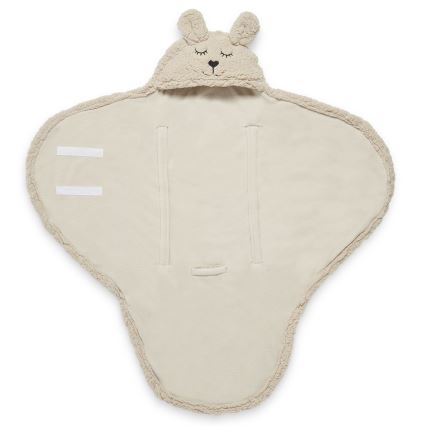 Jollein - Manta para envolver al bebé fleece Bunny 100x105 cm Nougat