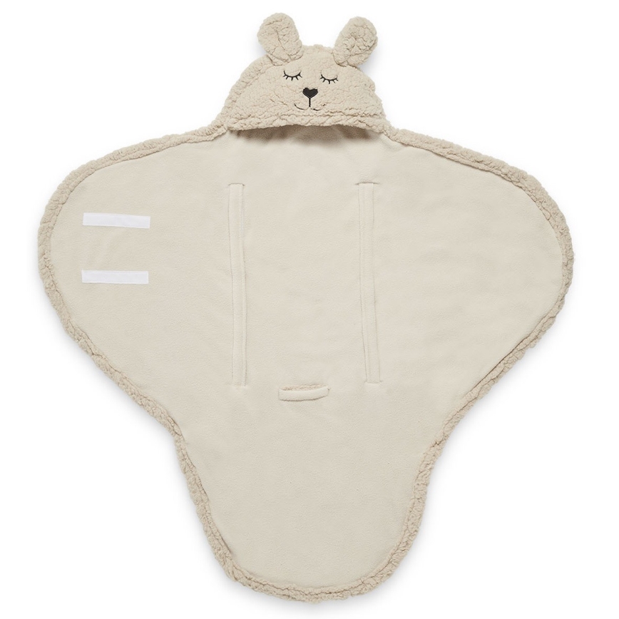 Jollein - Manta para envolver al bebé fleece Bunny 100x105 cm Nougat