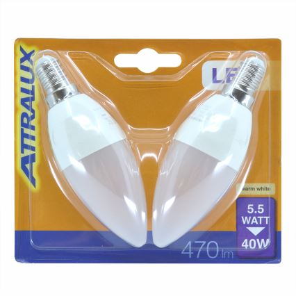 JUEGO 2x bombilla LED E14/5,5W/230V 2700K - Attralux