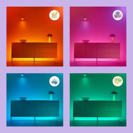 JUEGO 2x Bombilla LED RGBW regulable C37 E14/4,9W/230V 2200-6500K Wi-Fi - WiZ