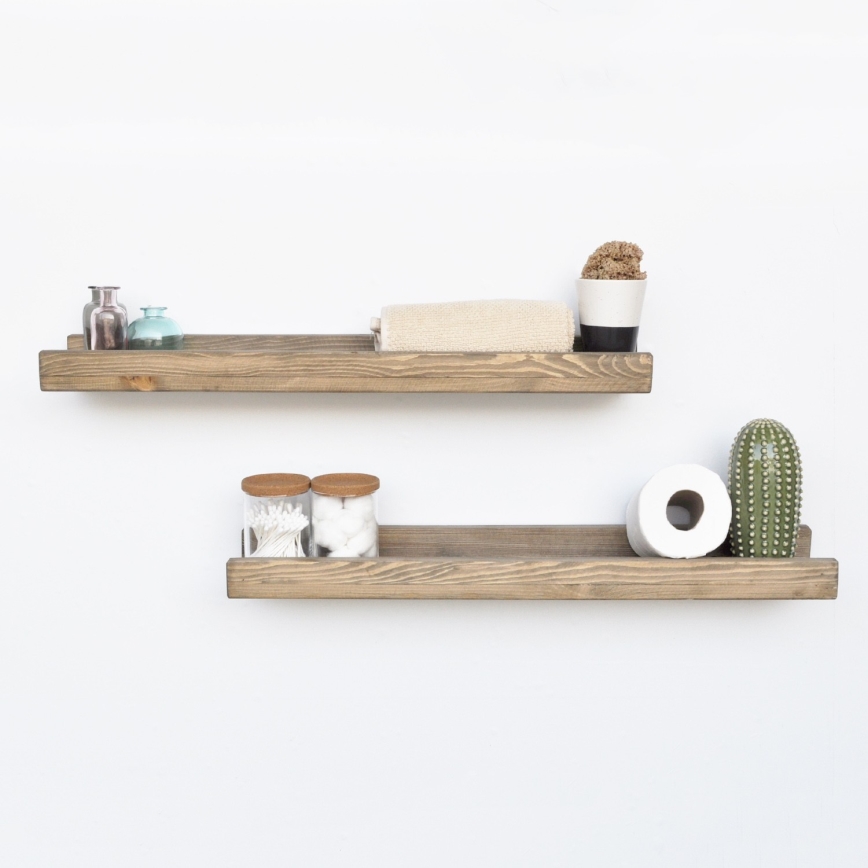 JUEGO 2x Estante de pared 8x60 cm abeto