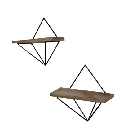 JUEGO 2x Estante de pared abeto marrón
