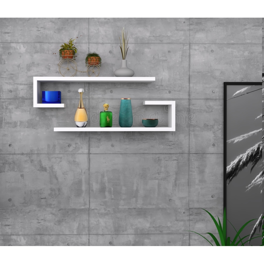 JUEGO 2x Estante de pared ELDO blanco