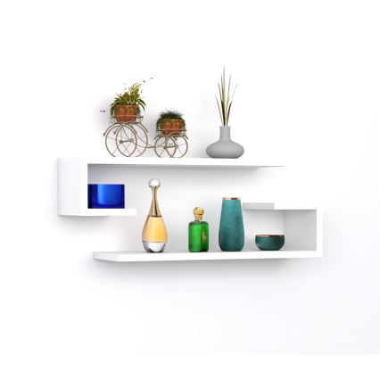 JUEGO 2x Estante de pared ELDO blanco