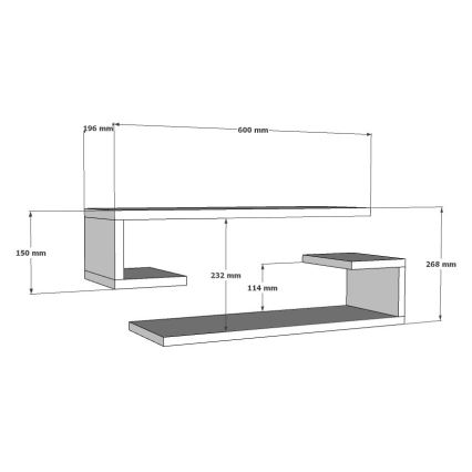 JUEGO 2x Estante de pared ELDO blanco