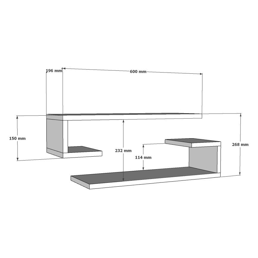 JUEGO 2x Estante de pared ELDO blanco