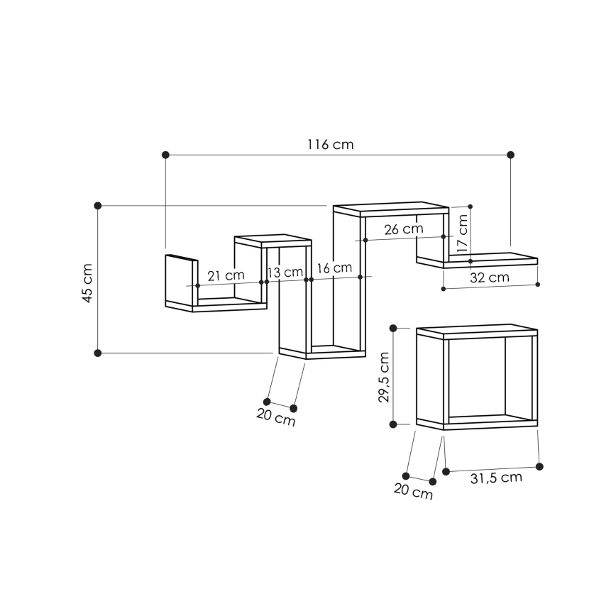 JUEGO 2x Estante de pared FOLLOW antracita
