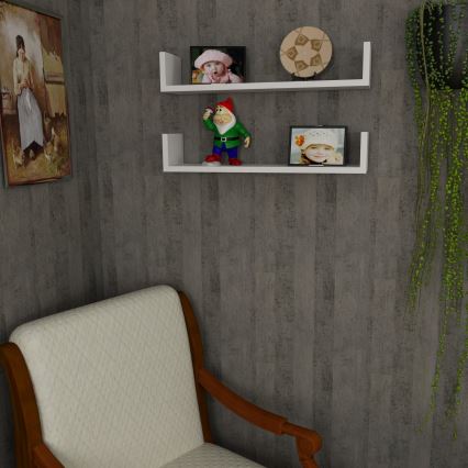 JUEGO 2x Estante de pared IRIS 14,5x63 cm blanco