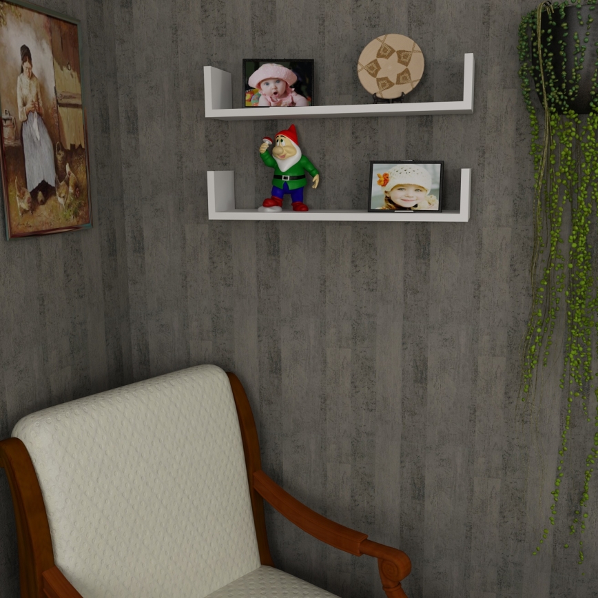 JUEGO 2x Estante de pared IRIS 14,5x63 cm blanco