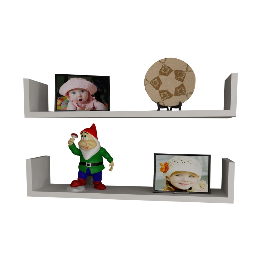 JUEGO 2x Estante de pared IRIS 14,5x63 cm blanco