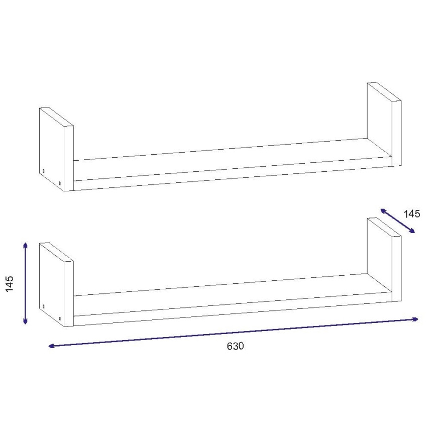 JUEGO 2x Estante de pared IRIS 14,5x63 cm blanco