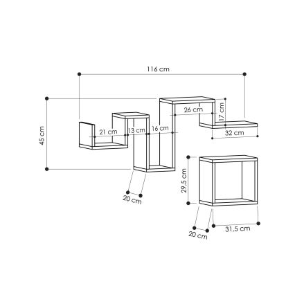 JUEGO 2x Estante de pared SEGUIR marrón