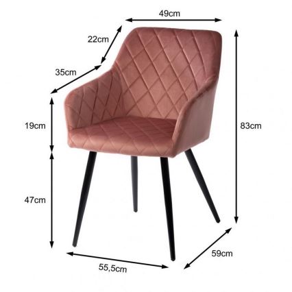 JUEGO 2x Sillas de comedor RICO rosa