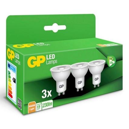 JUEGO 3x Bombilla LED GU10/3,1W/230V 2700K - GP