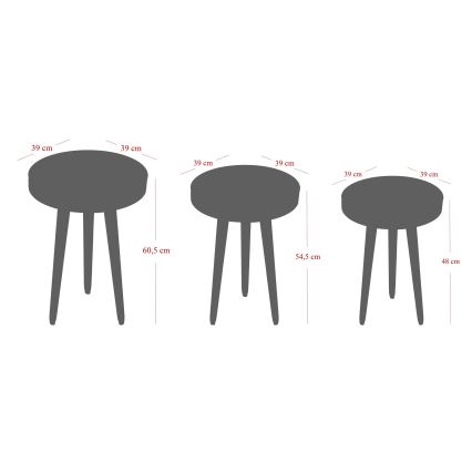 JUEGO 3x CALL mesa plegable negro