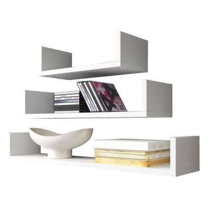 JUEGO 3x Estantería de pared TRIO blanco