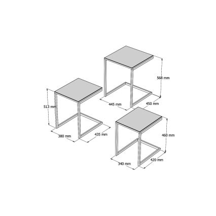 JUEGO 3x Mesa plegable EGE pino