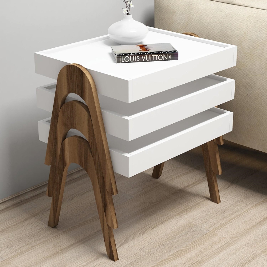 JUEGO 3x Mesa plegable ROMA blanco/marrón