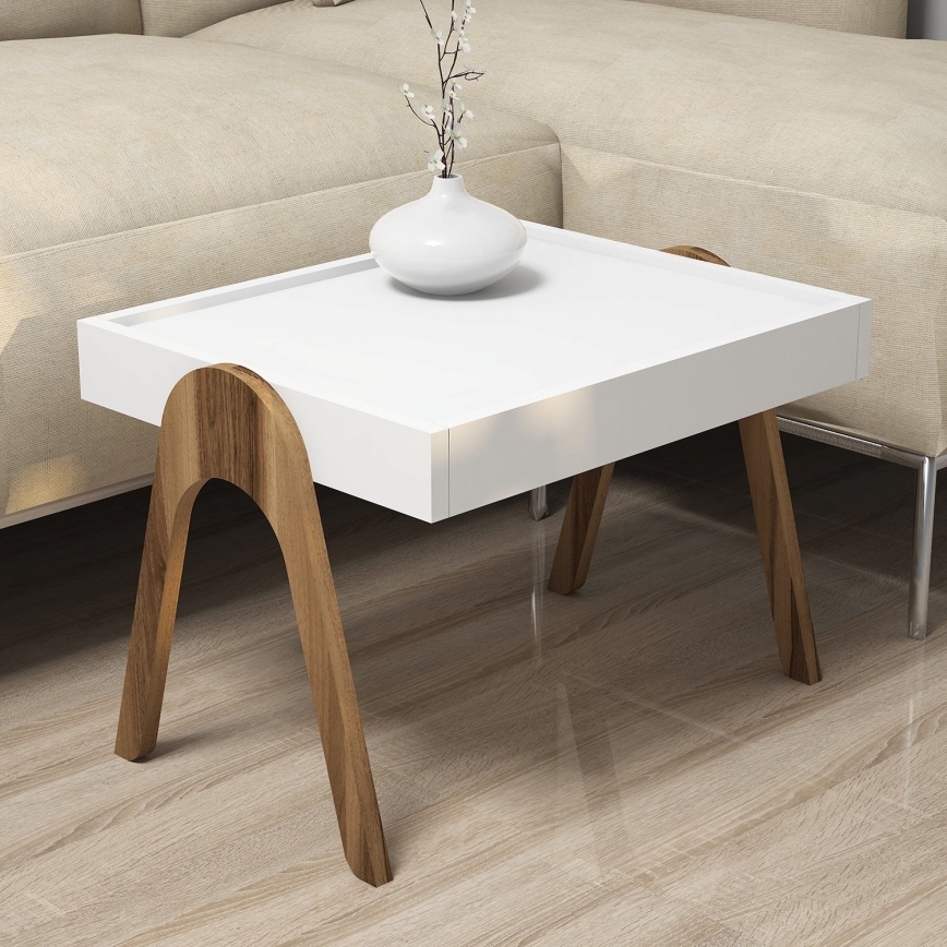 JUEGO 3x Mesa plegable ROMA blanco/marrón