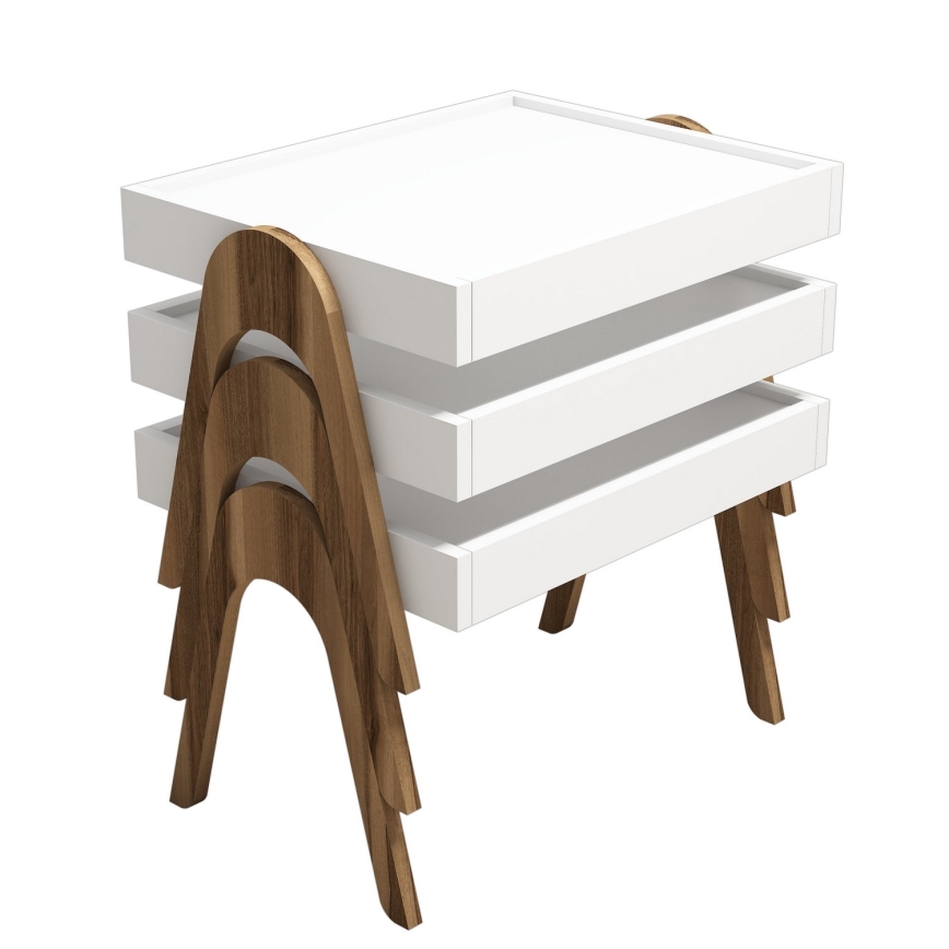 JUEGO 3x Mesa plegable ROMA blanco/marrón