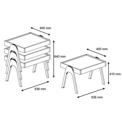 JUEGO 3x Mesa plegable ROMA blanco/marrón