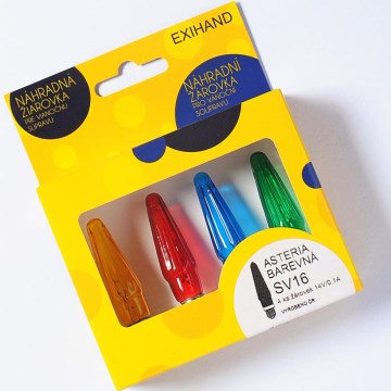 JUEGO 4 x Bombilla de repuesto ASTERIA E10/14V/0,1A multicolor mix, fabricado en la UE