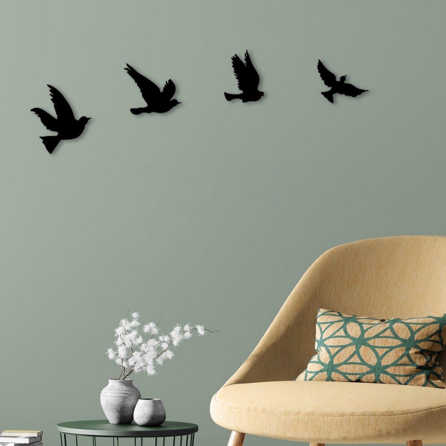 JUEGO 4x Decoración de pared pájaros