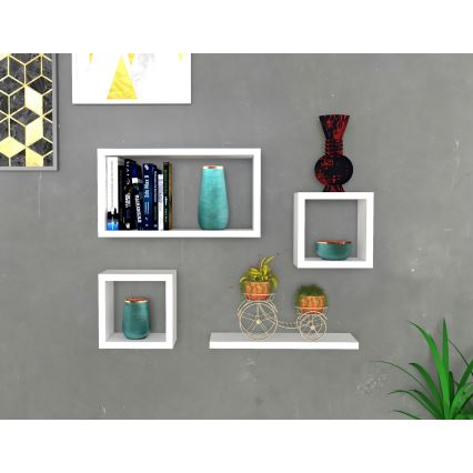 JUEGO 4x Estante de pared BABI blanco