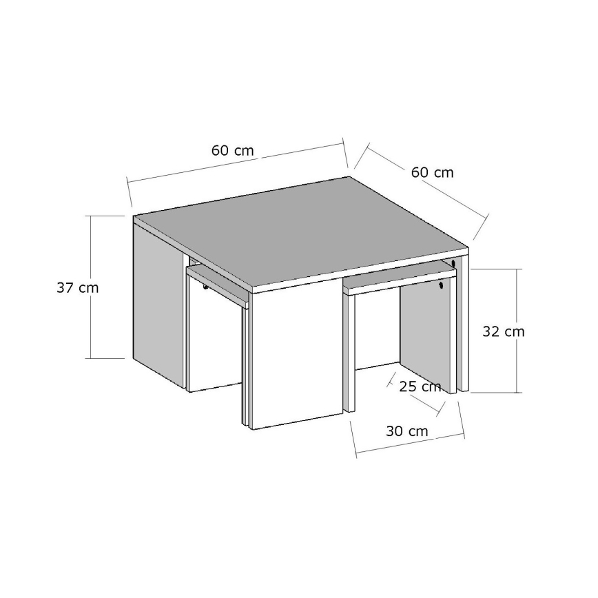 JUEGO 4x Mesa plegable ORTANCA + mesa de centro beige