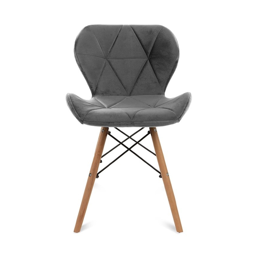 JUEGO 4x Silla de comedor TRIGO 74x48 cm gris claro/haya