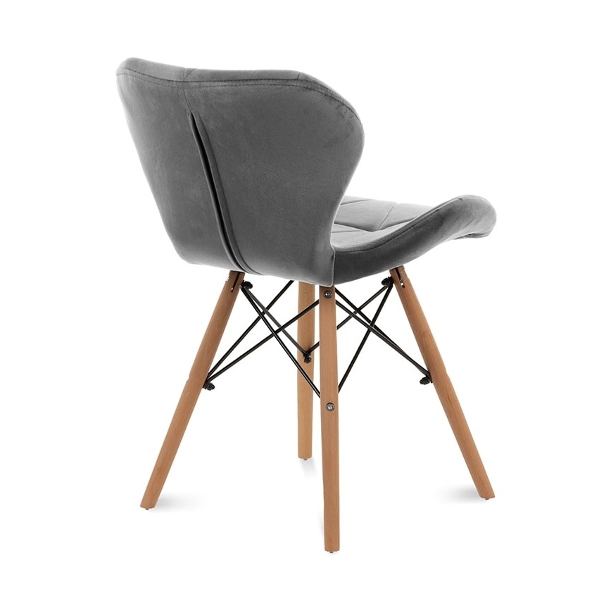 JUEGO 4x Silla de comedor TRIGO 74x48 cm gris claro/haya