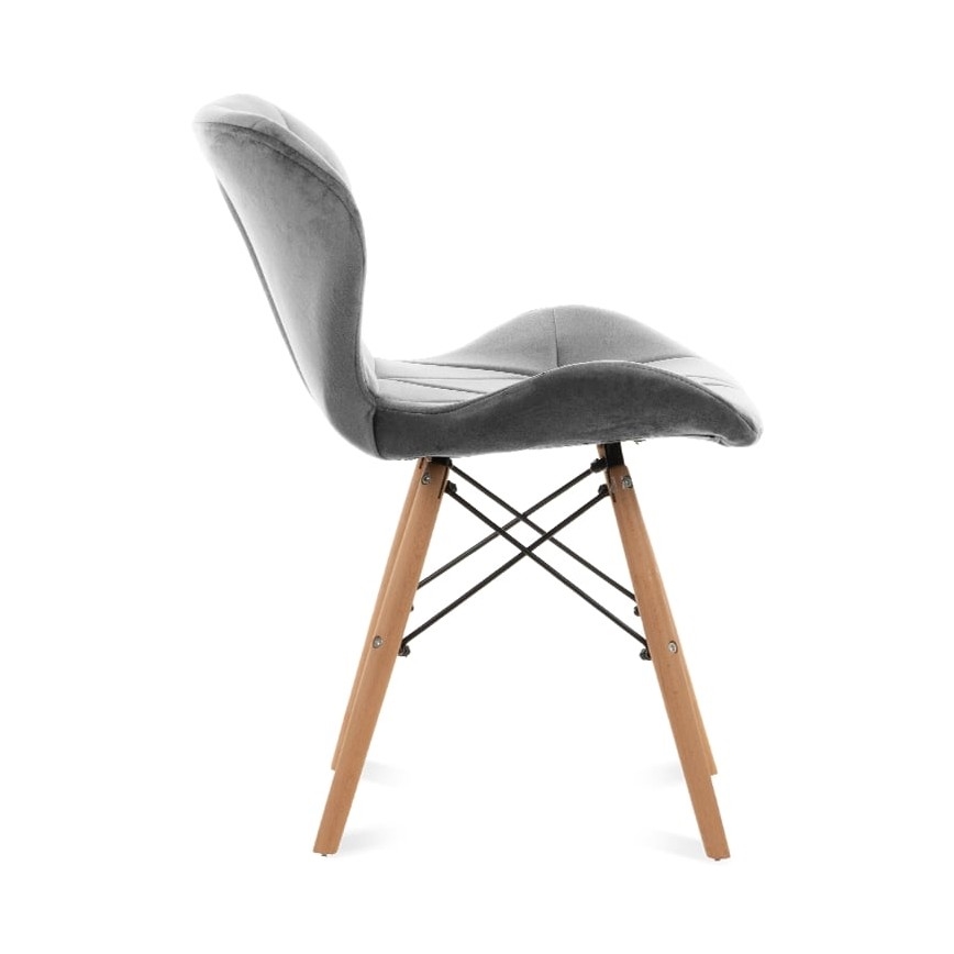 JUEGO 4x Silla de comedor TRIGO 74x48 cm gris claro/haya