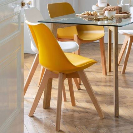 JUEGO 4x Sillas de comedor BAYA haya/blanco