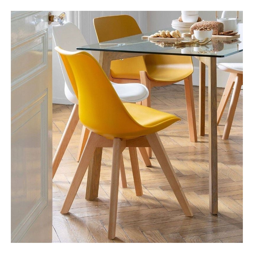 JUEGO 4x Sillas de comedor BAYA haya/blanco